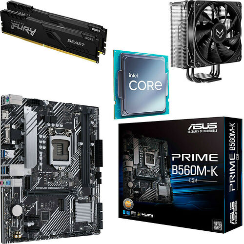 Kit évo Core i5-10400 (Tray) + Asus PRIME B560M-K + VT120 + 16 Go