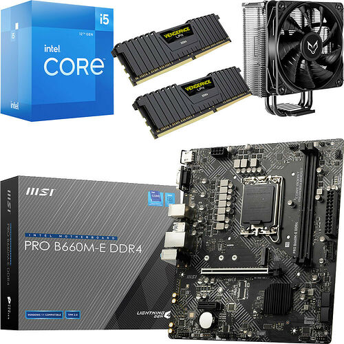 Kit évo Core i5-12400F + MSI PRO B660M-E DDR4 + VT120 Black V2 + 16 Go