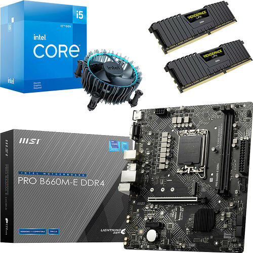 Kit évo Core i5-12400F + MSI PRO B660M-E DDR4 + 16 Go