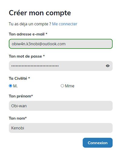 création de compte