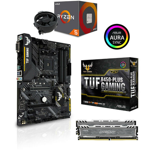 Kit évo Ryzen 5 2600 (3.4 GHz) + Asus TUF B450-PLUS GAMING + 16 Go