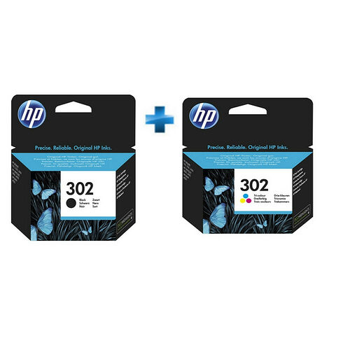 HP 302 Pack de 2 cartouches d'encre, noire et Cyan, Magenta, Jaune