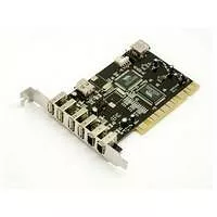 close up of usb firewire ports on a pci card Stock Photo