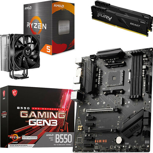 Kit évo Ryzen 5 5500 + B550 GAMING Gen3 + VT120 Black V2 + 16 Go