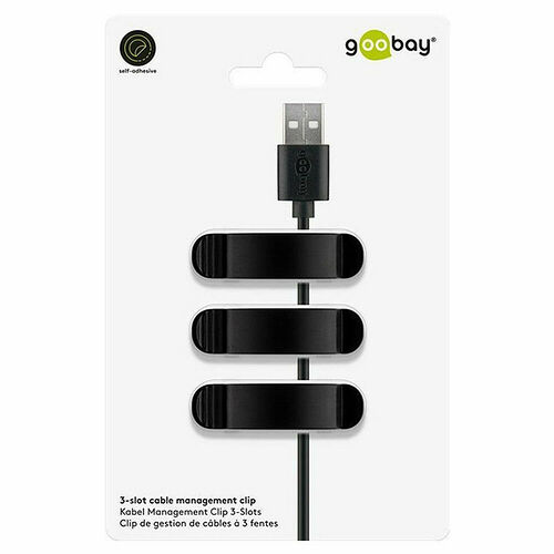 Goobay 3-Clip Cable Management (lot de 3) Noir