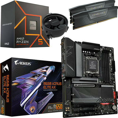 Kit évo Ryzen 5 7600 + B650 AORUS ELITE AX + 32 Go