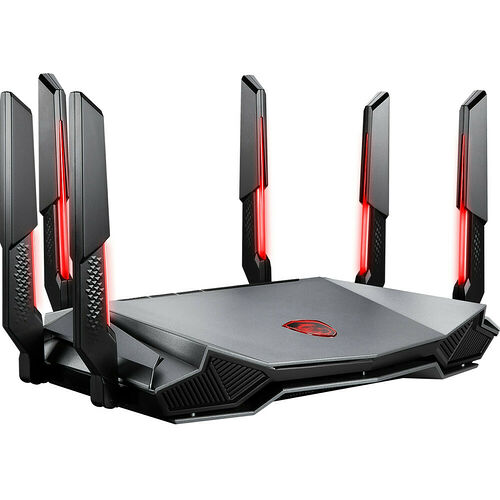 MSI Radix AXE6600 WiFi 6E Routeur Gaming Tri-Bande - WLAN Rapide jusqu'à  6600 Mbps (6GHz, 5GHz, 2.4GHz sans Fil), Priorité AI QoS, MU-MIMO,  Beamforming, WPA3, WAN/LAN 2.5G & 4 x Ports LAN