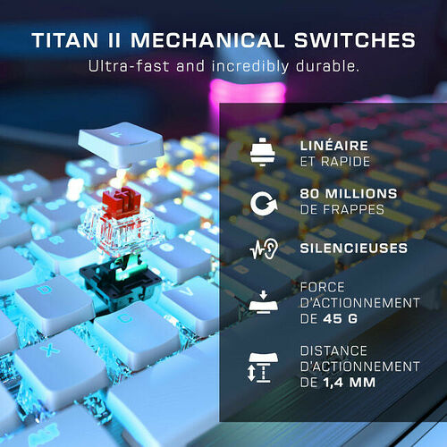 Roccat Vulcan II Blanc (Switch Titan II Red Linéaire) (AZERTY)