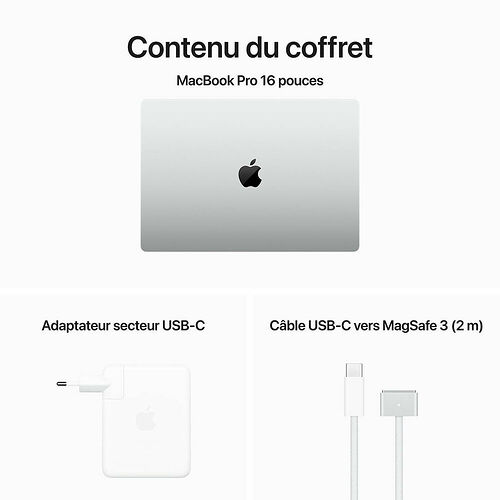 Apple MacBook Pro M3 Pro 16" (2023) - Argent - 18 Go / 512 Go
