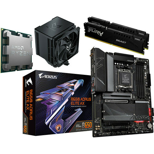 Kit évo Ryzen 5 7600X (tray) + B650 AORUS ELITE AX + XT120 + 32 Go