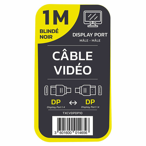 Textorm Câble DisplayPort 1.4 - Noir - 1 m