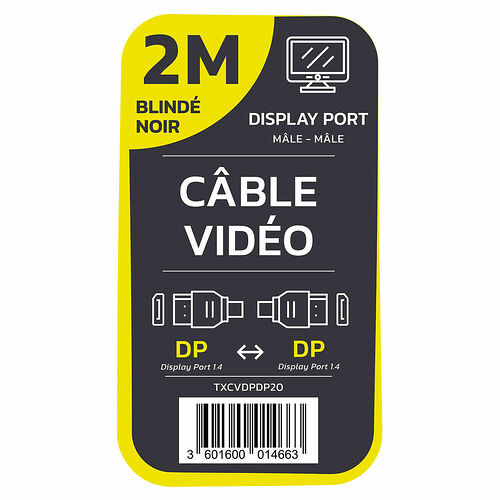 Textorm Câble DisplayPort 1.4 - Noir - 2 m