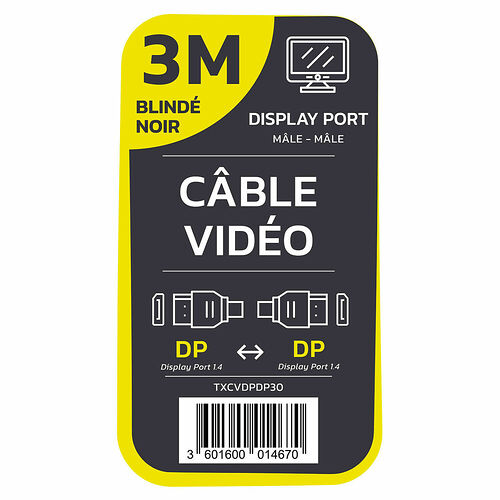 Textorm Câble DisplayPort 1.4 - Noir - 3 m