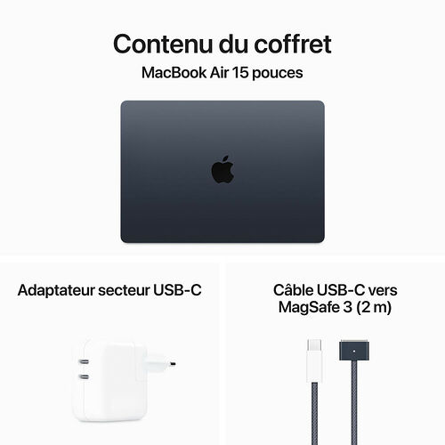 Apple MacBook Air M3 15" (2024) - Minuit - 8 Go / 256 Go
