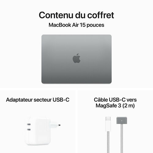Apple MacBook Air M3 15" (2024) - Gris sidéral - 16 Go / 256 Go