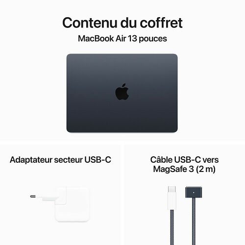 Apple MacBook Air M3 13" (2024) - Minuit - 24 Go/512 Go
