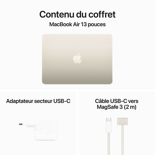 Apple MacBook Air M3 13" (2024) - Lumière Stellaire - 8 Go / 512 Go