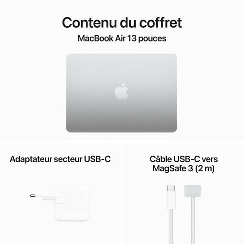 Apple MacBook Air M3 13" (2024) - Argent - 8 Go / 512 Go