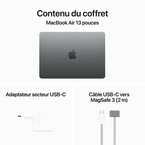 Apple MacBook Air M3 13" (2024) - Gris Sidéral - 8 Go / 512 Go