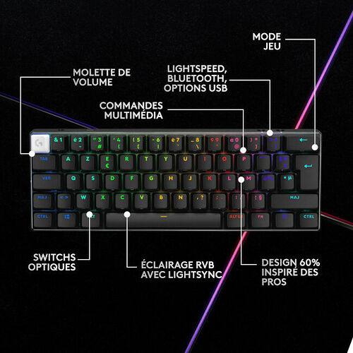 Logitech G PRO X 60 Lightspeed - Noir (AZERTY)