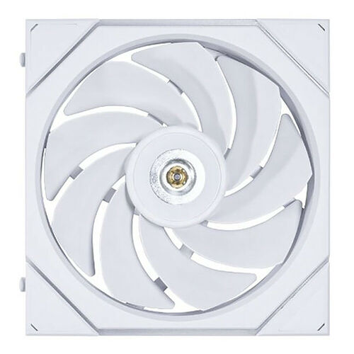 Ventilateur de boîtier PC blanc avec des pales incurvées.