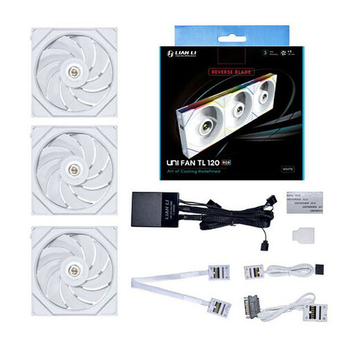 Lian Li PC-O11 Dynamic Evo - Blanc + UF TL120 Reverse Blade Blanc (Par 3)