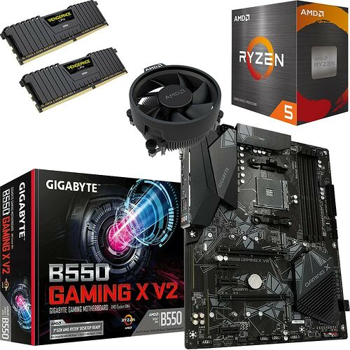 Kit évo Ryzen 5 5500 + B550 Gaming X V2 + 32 Go