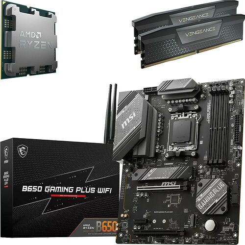 Kit évo Ryzen 7 7700X (Bulk) + B650 GAMING PLUS WIFI + 32 Go Kit évo Ryzen 7 7700X (Bulk) + B650 GAMING PLUS WIFI + 32 Go