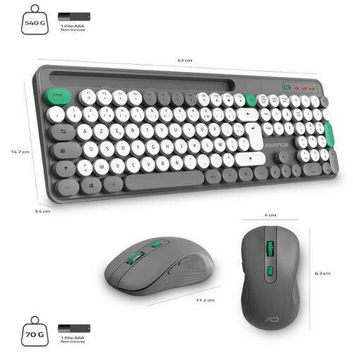 Advance Pep's Wireless - Gris (AZERTY)