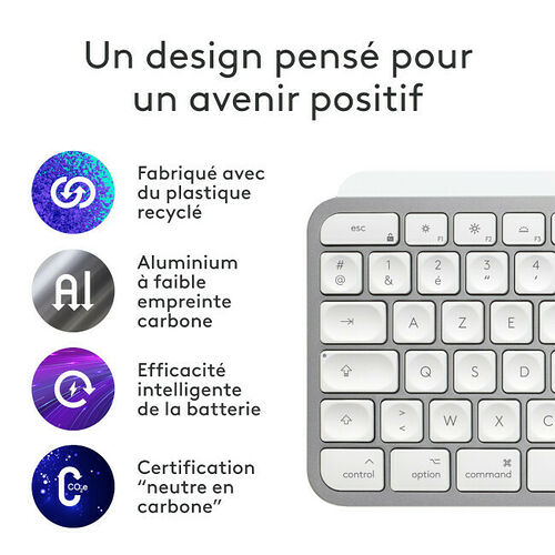 Logitech MX Keys S For Mac - Gris Pâle (AZERTY)