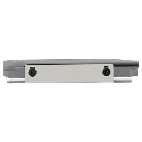 Support de fixation métallique gris pour refroidisseur CPU, avec deux vis noires sur le dessus.
