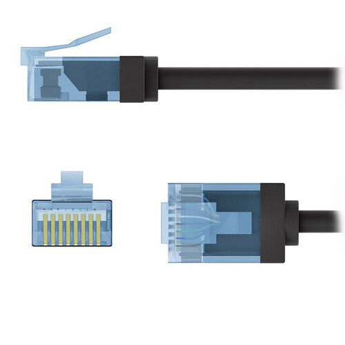 Goobay Câble RJ45 Slim Cat 6a U/UTP - Noir - 0.15 m
