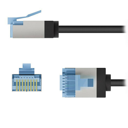 Goobay Câble RJ45 Slim Cat 6a U/FTP - Noir - 1 m