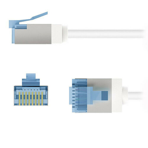 Goobay Câble RJ45 Slim Cat 6a U/FTP - Blanc - 0.25 m