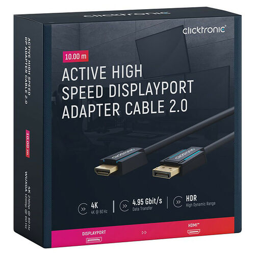 Clicktronic Câble actif DisplayPort / HDMI - Noir - 10 m