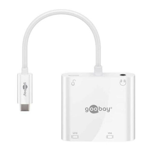 Goobay adaptateur USB-C / HDMI + VGA + PowerDelivery - Blanc