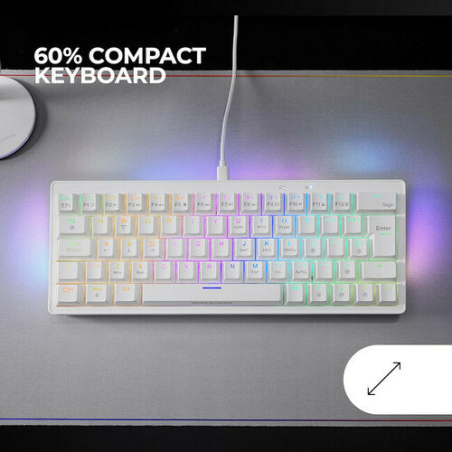 Mars Gaming MKMINIPRO - Switchs Yellow (Blanc) (AZERTY)