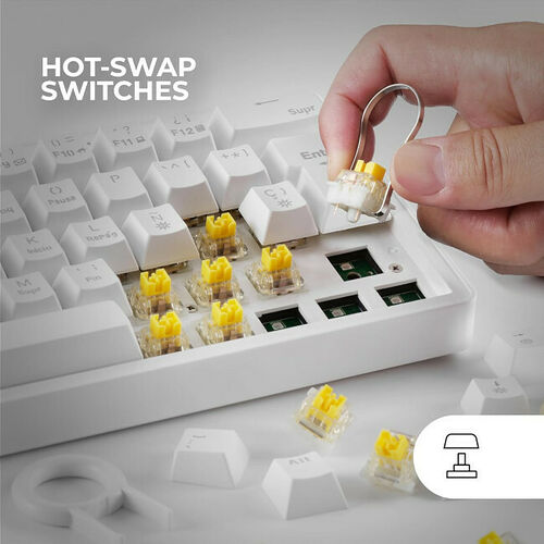 Mars Gaming MKMINIPRO - Switchs Yellow (Blanc) (AZERTY)