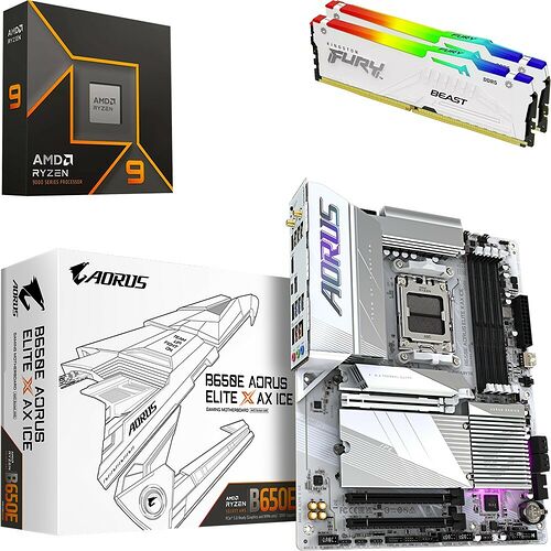 Kit évo Ryzen 9 9950X + B650E A ELITE X AX ICE + 64 Go