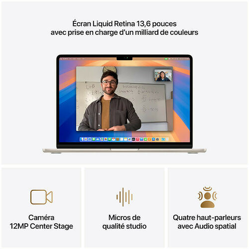 Apple MacBook Air M4 13 pouces (2025) - Lumière stellaire - 16 Go / 256 Go
