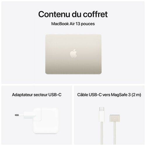 Apple MacBook Air M4 13 pouces (2025) - Lumière stellaire - 16 Go / 256 Go