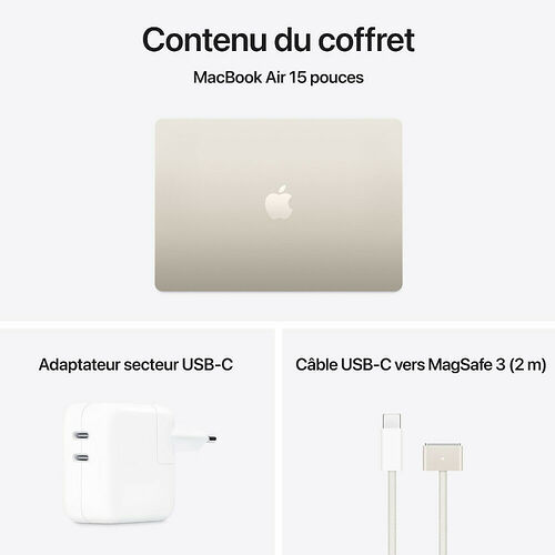 Apple MacBook Air M4 15 pouces (2025) - Lumière stellaire - 16 Go / 512 Go