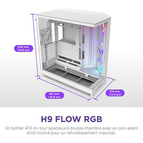 NZXT H9 Flow RGB (2025) - Blanc