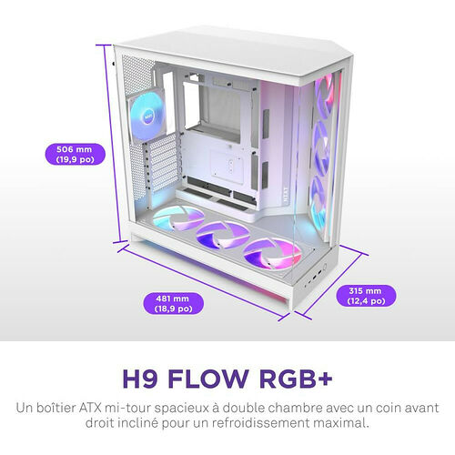 NZXT H9 Flow RGB+ (2025) - Blanc