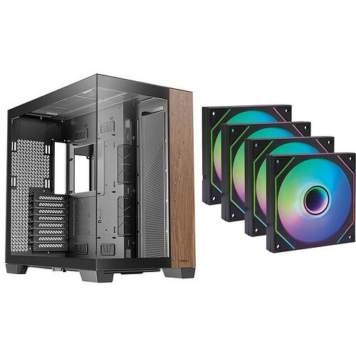 Antec C8 Wood - Noir + 4 ventilateurs Fox Spirit LightFlow ARGB
