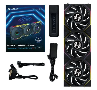 Lian Li Uni TL-LCD Wireless 120 (Pack de 3) - Noir
