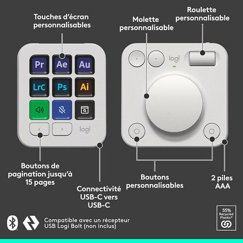 Logitech MX Creative Console - Gris Pale