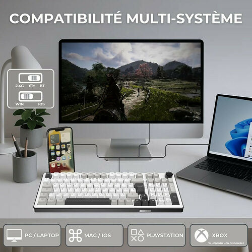 The G-Lab Keyz Elite 400 - Blanc/Gris (AZERTY)