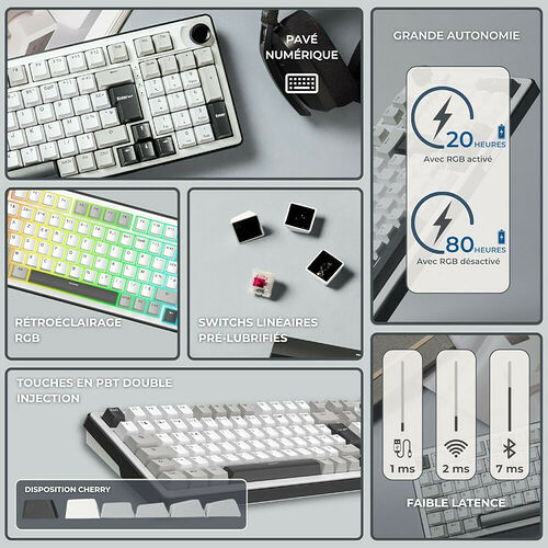 The G-Lab Keyz Elite 400 - Blanc/Gris (AZERTY)