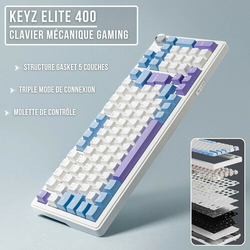 The G-Lab Keyz Elite 400 - Blanc/Bleu (AZERTY)